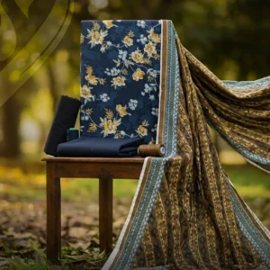 Blue Premium Floral Print Lawn