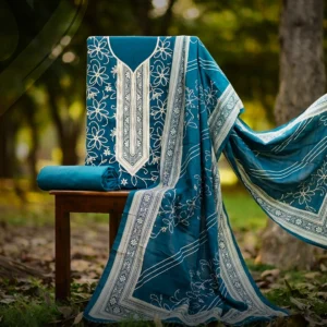 Sea Green Emboss Print Lawn